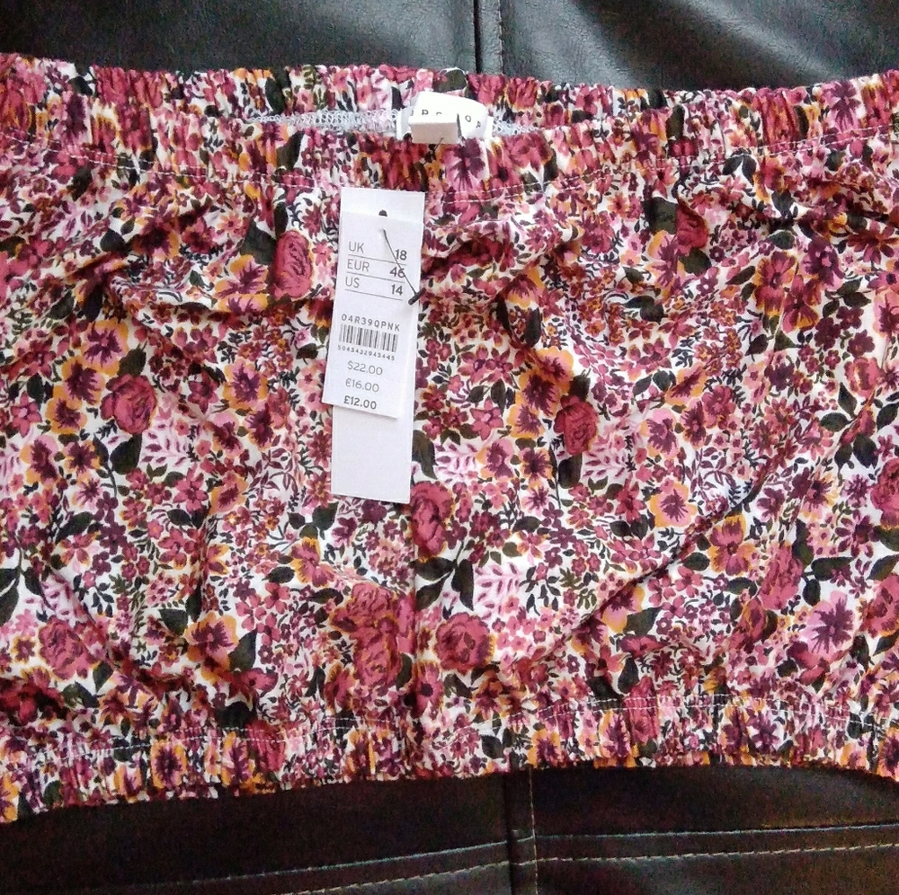 Topshop Sleeveless Floral Elastic Cropped Tube Top